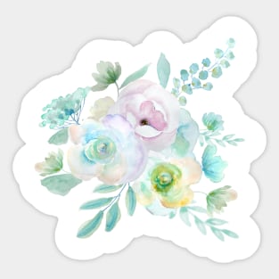 3 abstract flowers watercolor Sticker